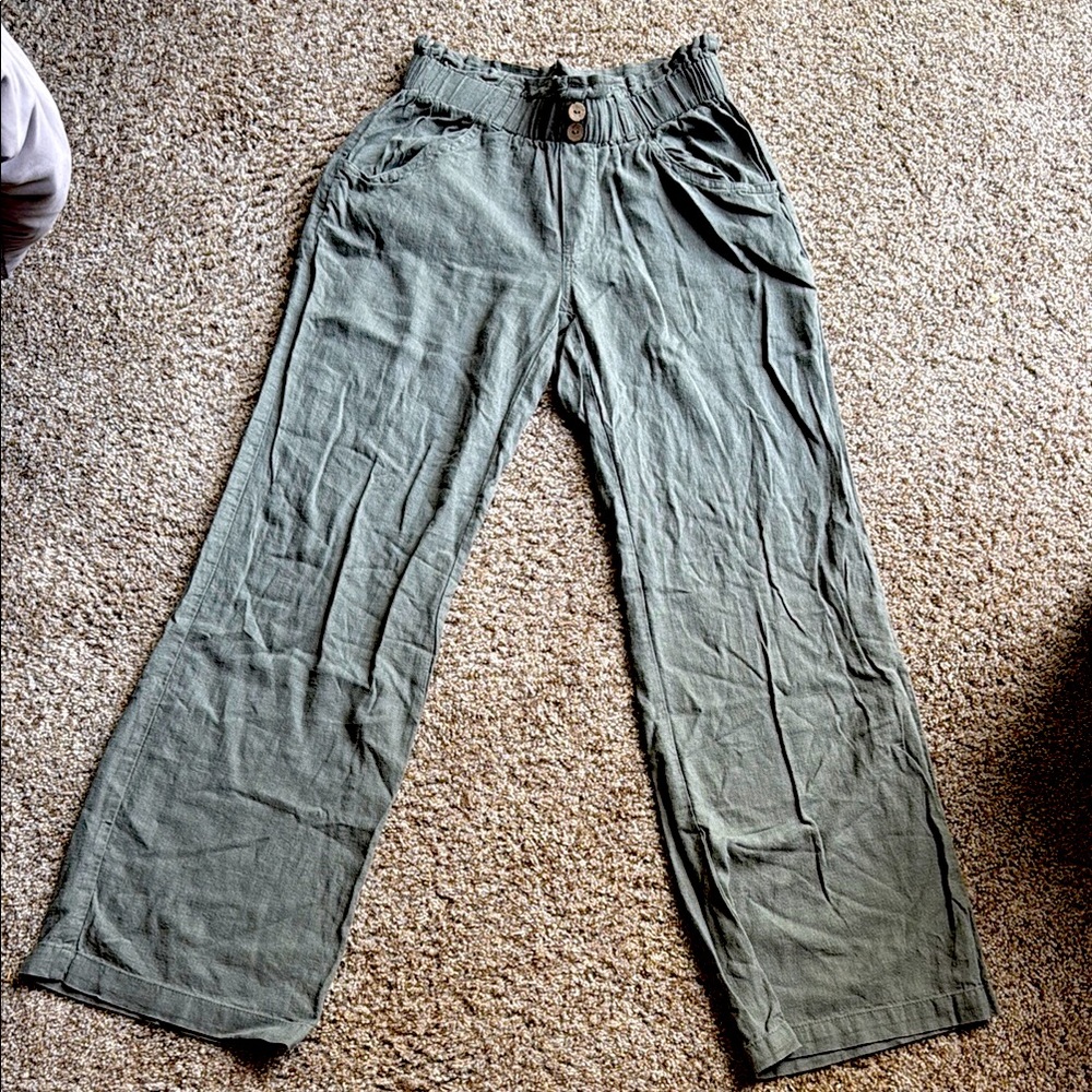 Rewind Green Wide-Leg Trousers